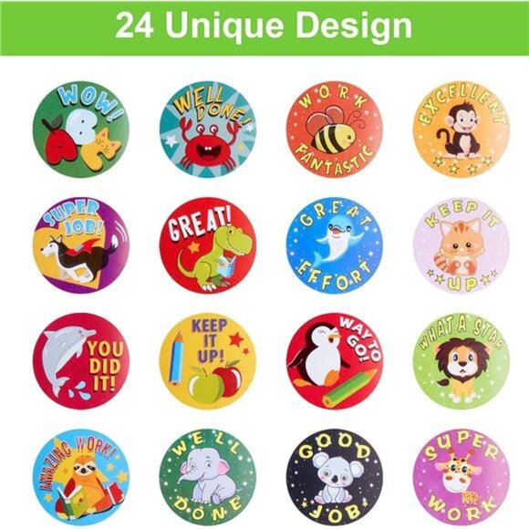Kids 3 Rolls Motivational Stickers Assorted 1500 Pieces Teacher Reward‎ Stickers - Picture 3 of 6